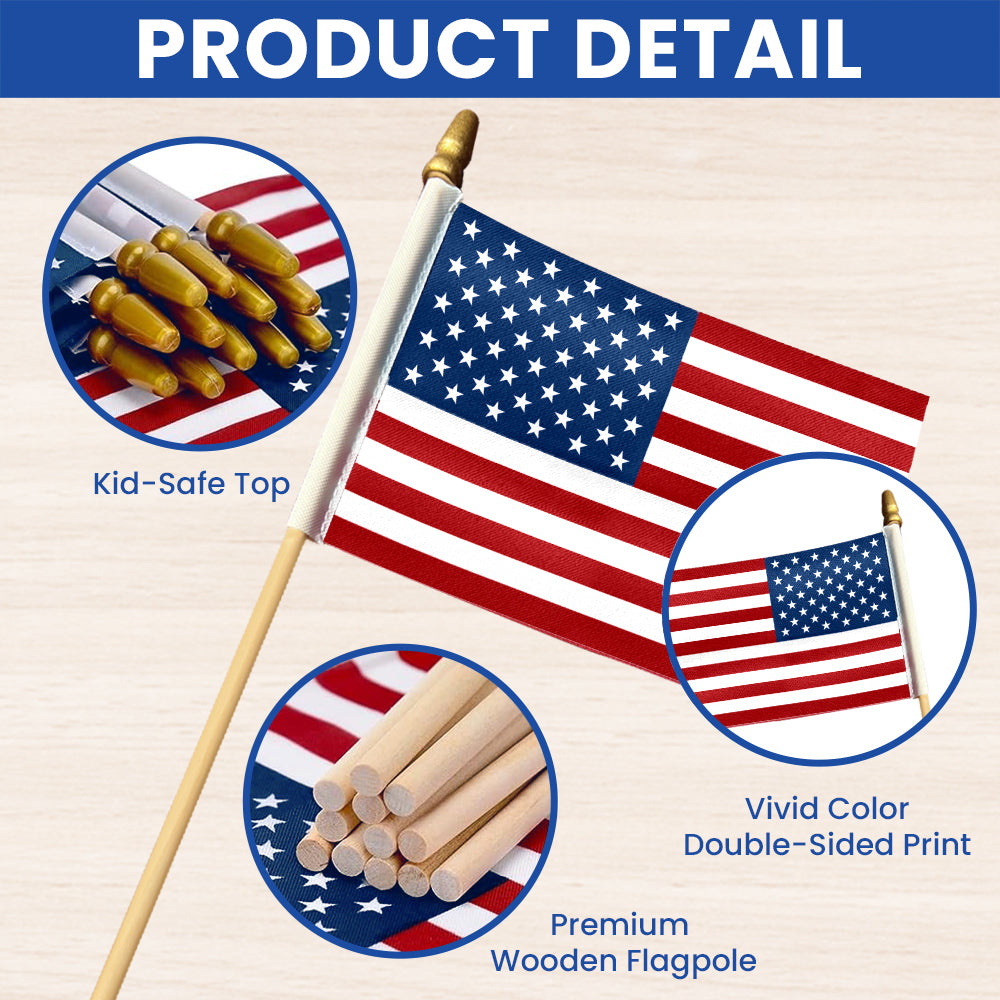 Handheld American Flag, Small American Flags On Sticks for Patriotic Parades and Celebrations, Flag for Veterans day