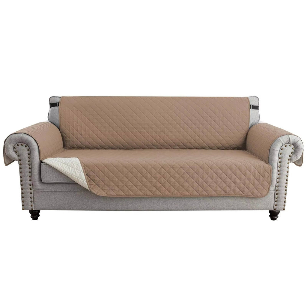 Reversible Sofa Cover for 3 Cushion Couch, Water Resistant Pet Protector with Elastic Straps