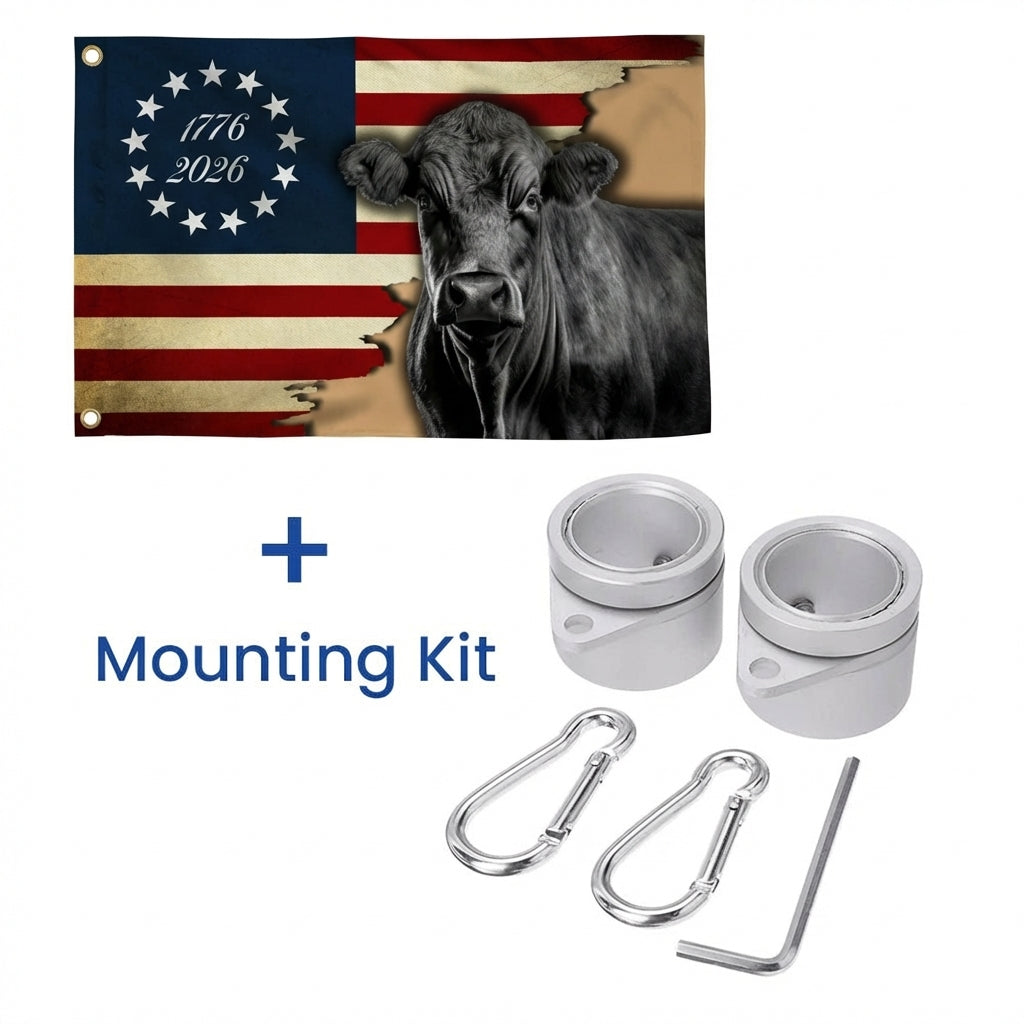 1776 2026 Black Angus Cattle Proud Farmer Farm Life Grommet Flag