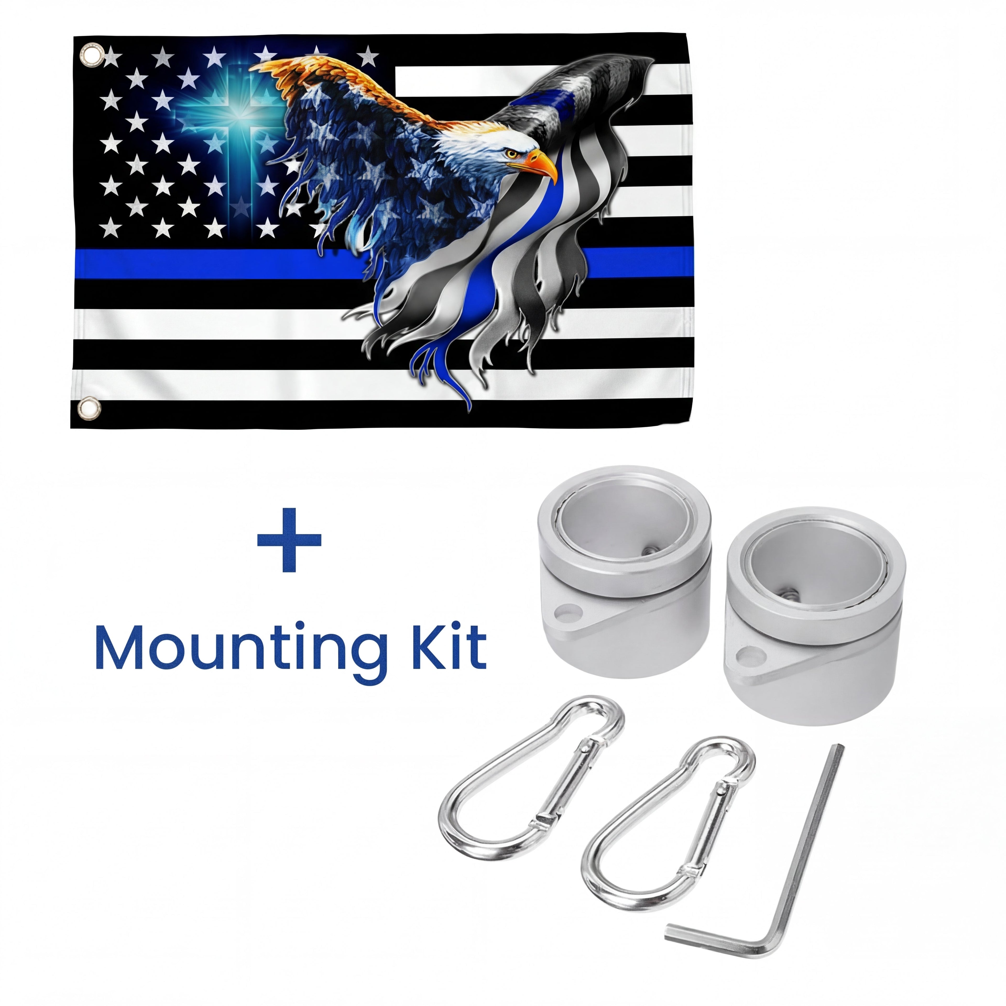 The Thin Blue Line. Police. Law Enforcement American Eagle Flag, Canvas Flag Double Side Printed