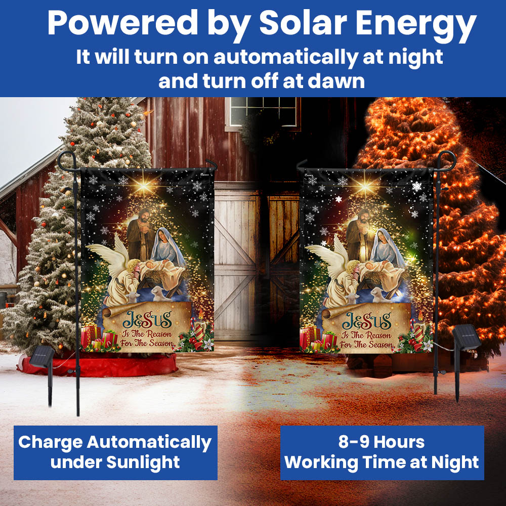 Jesus Christmas Flag Jesus Is The Reason For The Season Christmas Solar LED Garden Flag