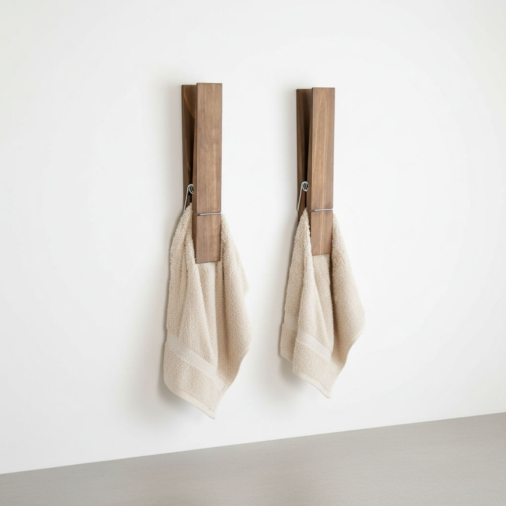 Wall-mounted Wooden Towel Clip - WallClampia