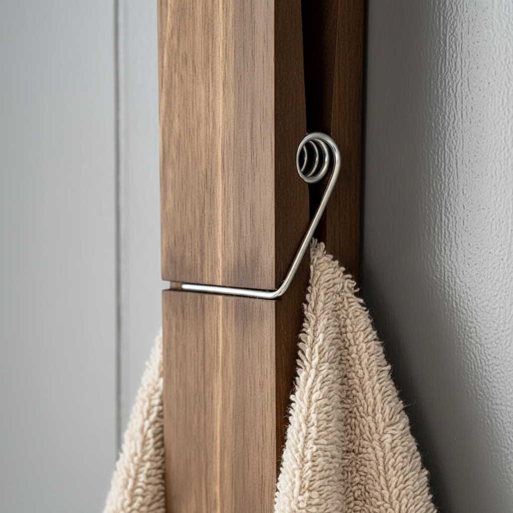 Wall-mounted Wooden Towel Clip - WallClampia