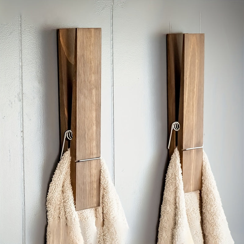 Wall-mounted Wooden Towel Clip - WallClampia