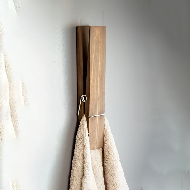 Wall-mounted Wooden Towel Clip - WallClampia