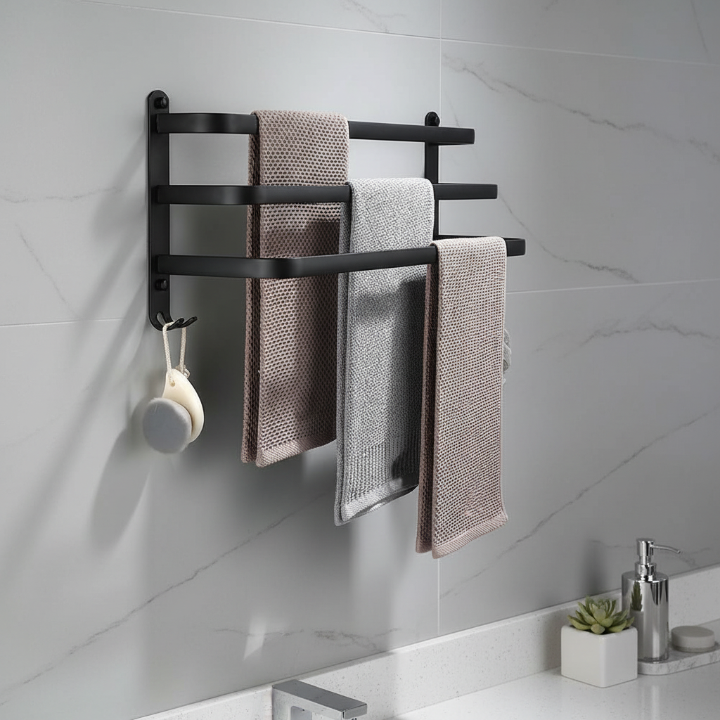 Wall-Mounted Towel Holder Made of Metal - SpaceHang