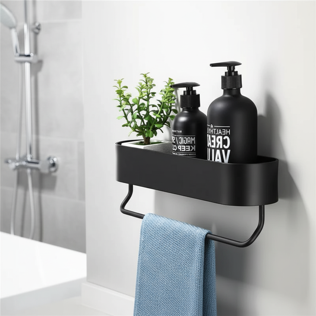 Wall-mounted Metal Shelf Black - BathEdge