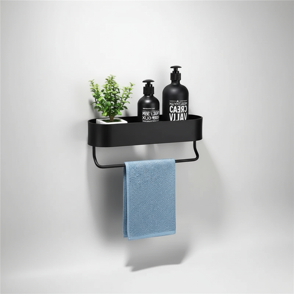 Wall-mounted Metal Shelf Black - BathEdge