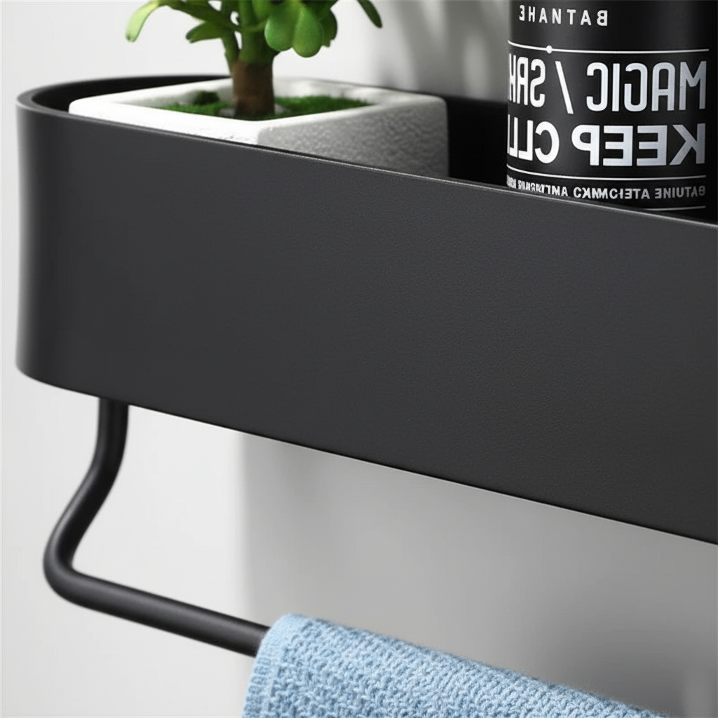 Wall-mounted Metal Shelf Black - BathEdge