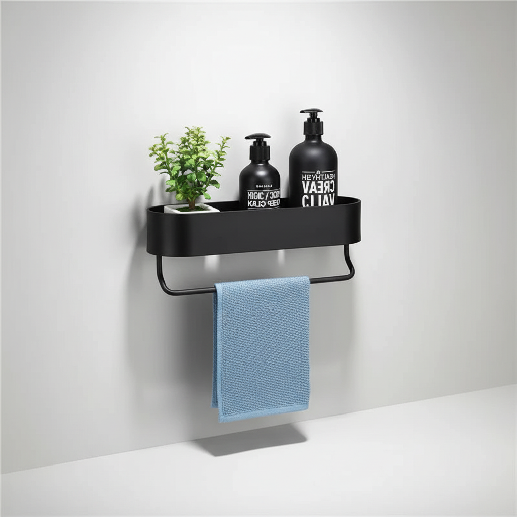 Wall-mounted Metal Shelf Black - BathEdge