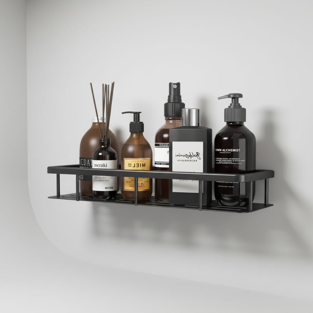 Waterproof wooden surface wall shelf - BathNook
