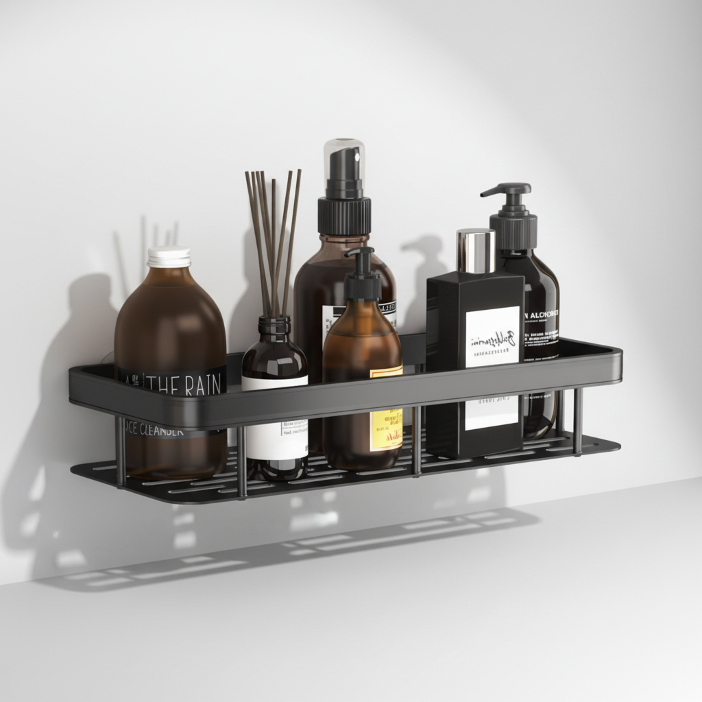 Waterproof wooden surface wall shelf - BathNook