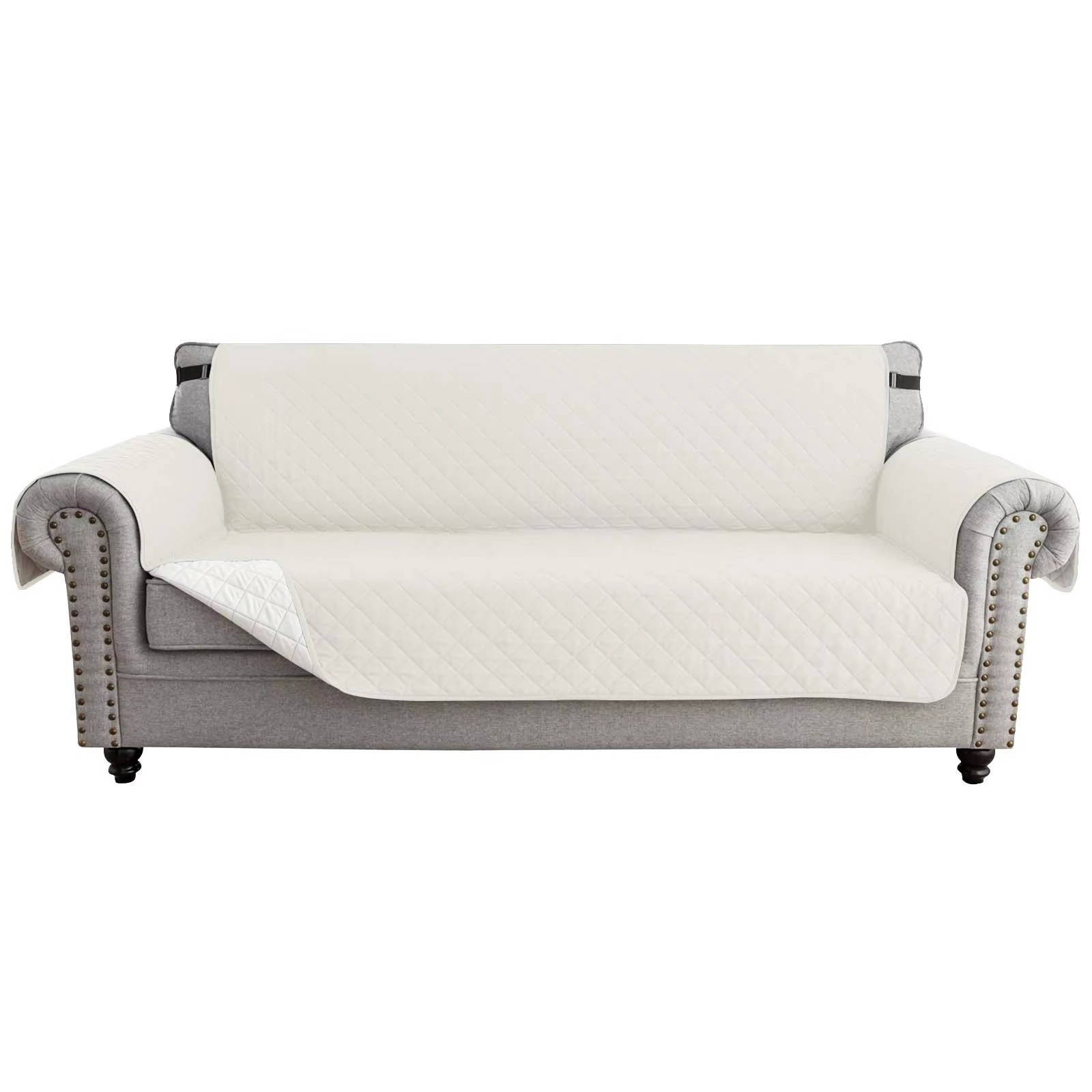 Reversible Sofa Cover for 3 Cushion Couch, Water Resistant Pet Protector with Elastic Straps