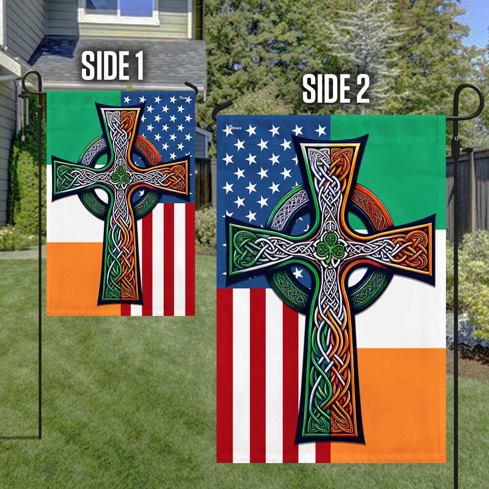 Irish Celtic Knot Cross St. Patrick’s Day Irish American Flag  3-Day Shipping