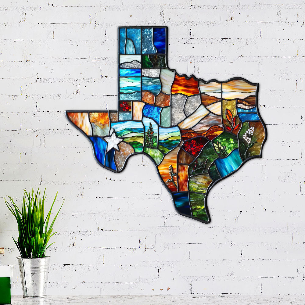 Texas Map Hanging Metal Sign, Wall Art