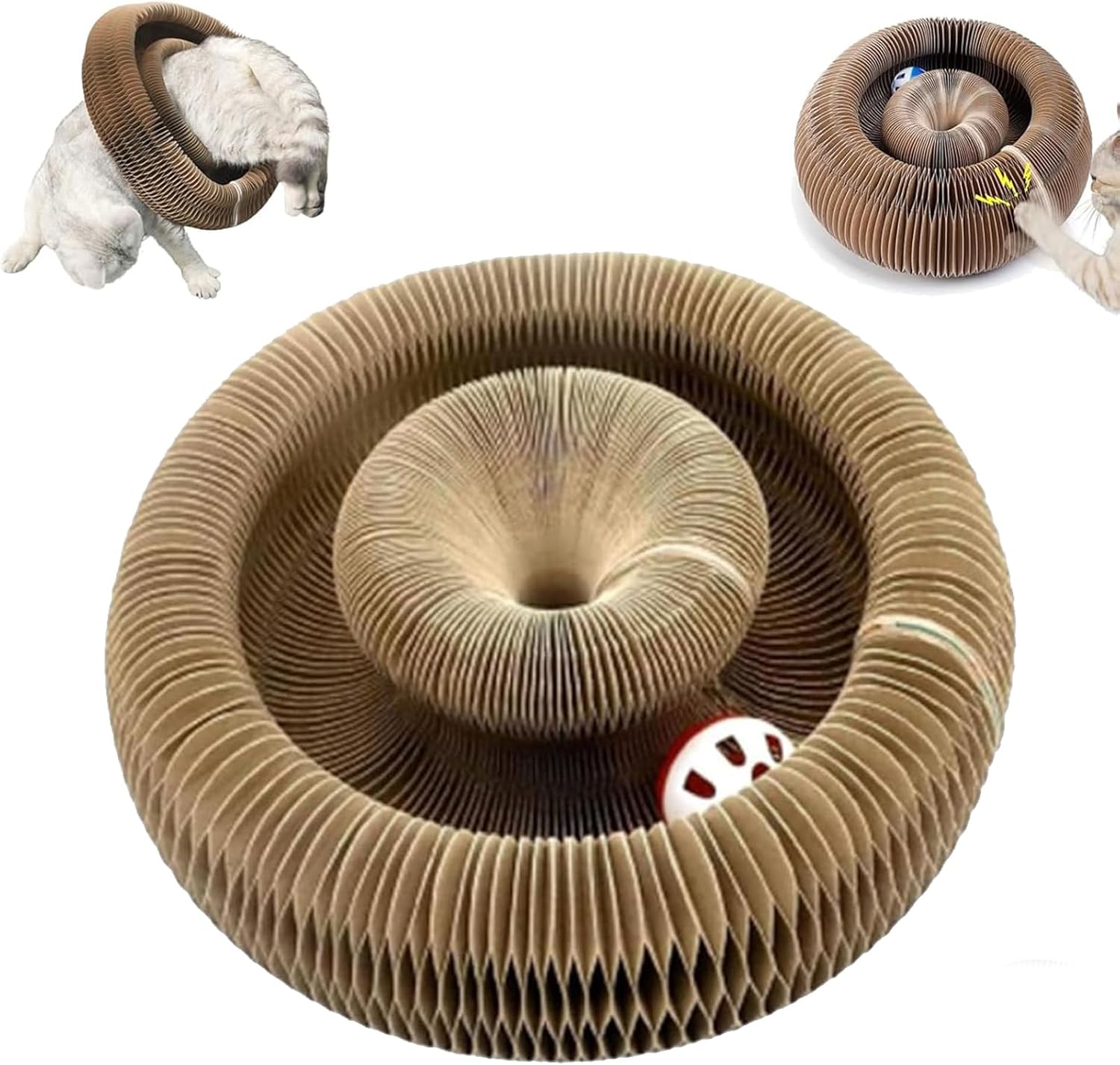 Cardboard Cat Maze with Magnetic Folding Design and Bell Ball Toy