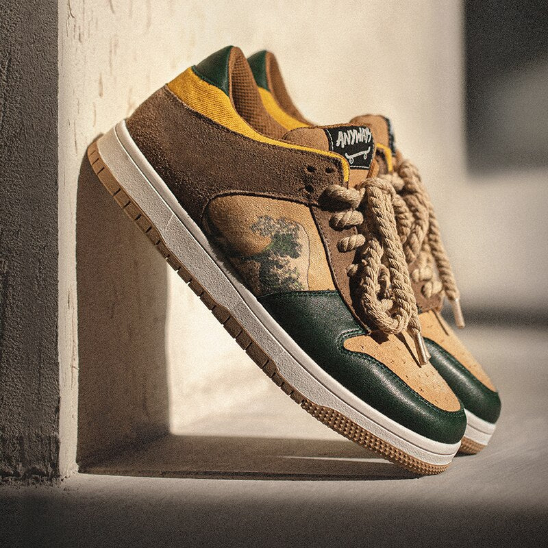 Artistic ladies and gentlemen's platform sneakers with wave design – Daiki
