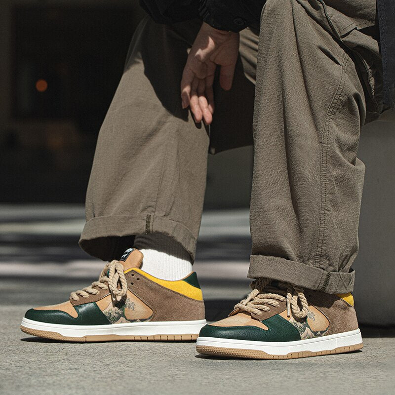 Artistic ladies and gentlemen's platform sneakers with wave design – Daiki