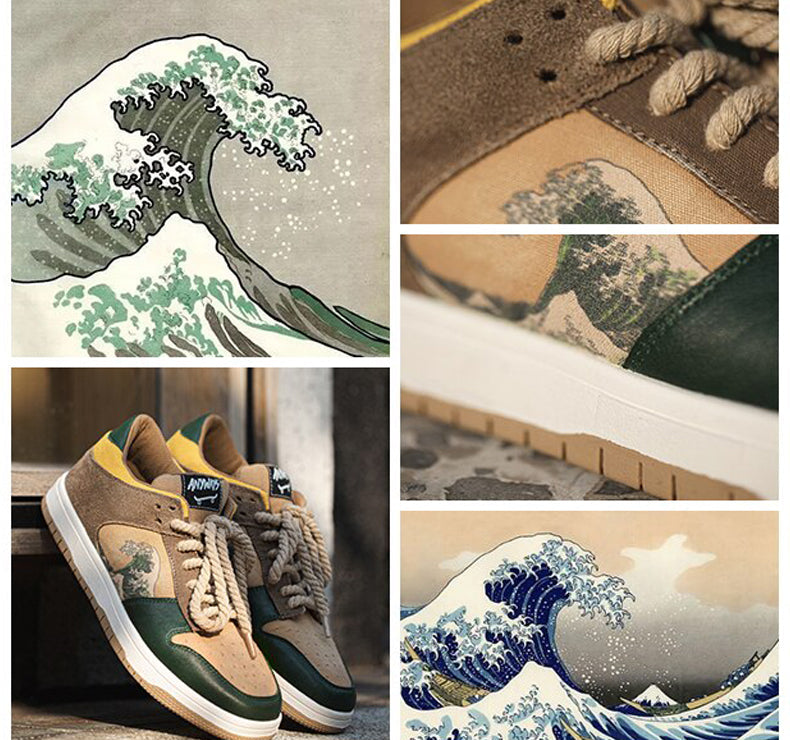 Artistic ladies and gentlemen's platform sneakers with wave design – Daiki