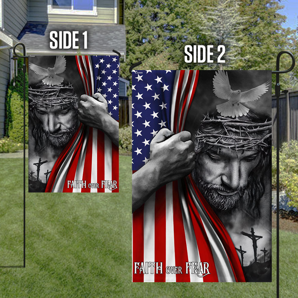 Jesus Flag Faith Over Fear God Jesus Flag, Double Side Print, 3-Day Shipping