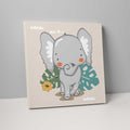 Boho Safari Jungle Elephant Beige and Gray on Canvas | Bowlift
