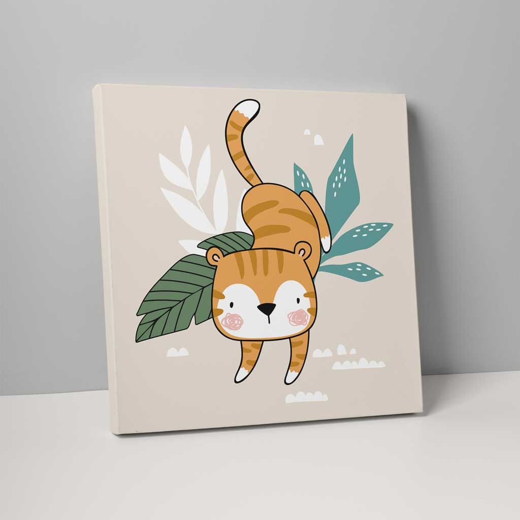 Boho Safari Jungle Tiger Beige and Orange on Canvas | Bowlift