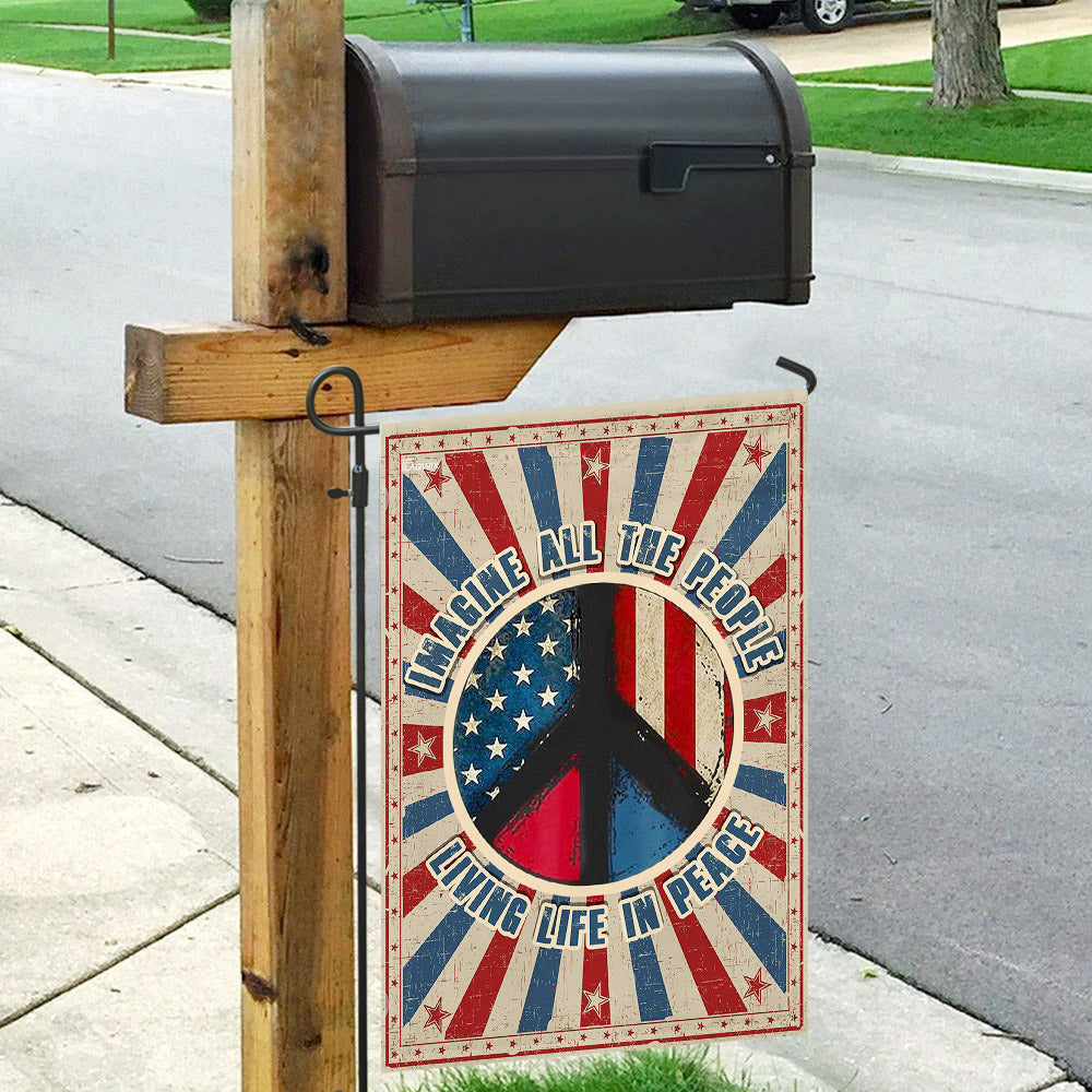 Woodstock Flag, Hippie Flag. Imagine All The People Living Life In Peace Flag 3-Day Shipping