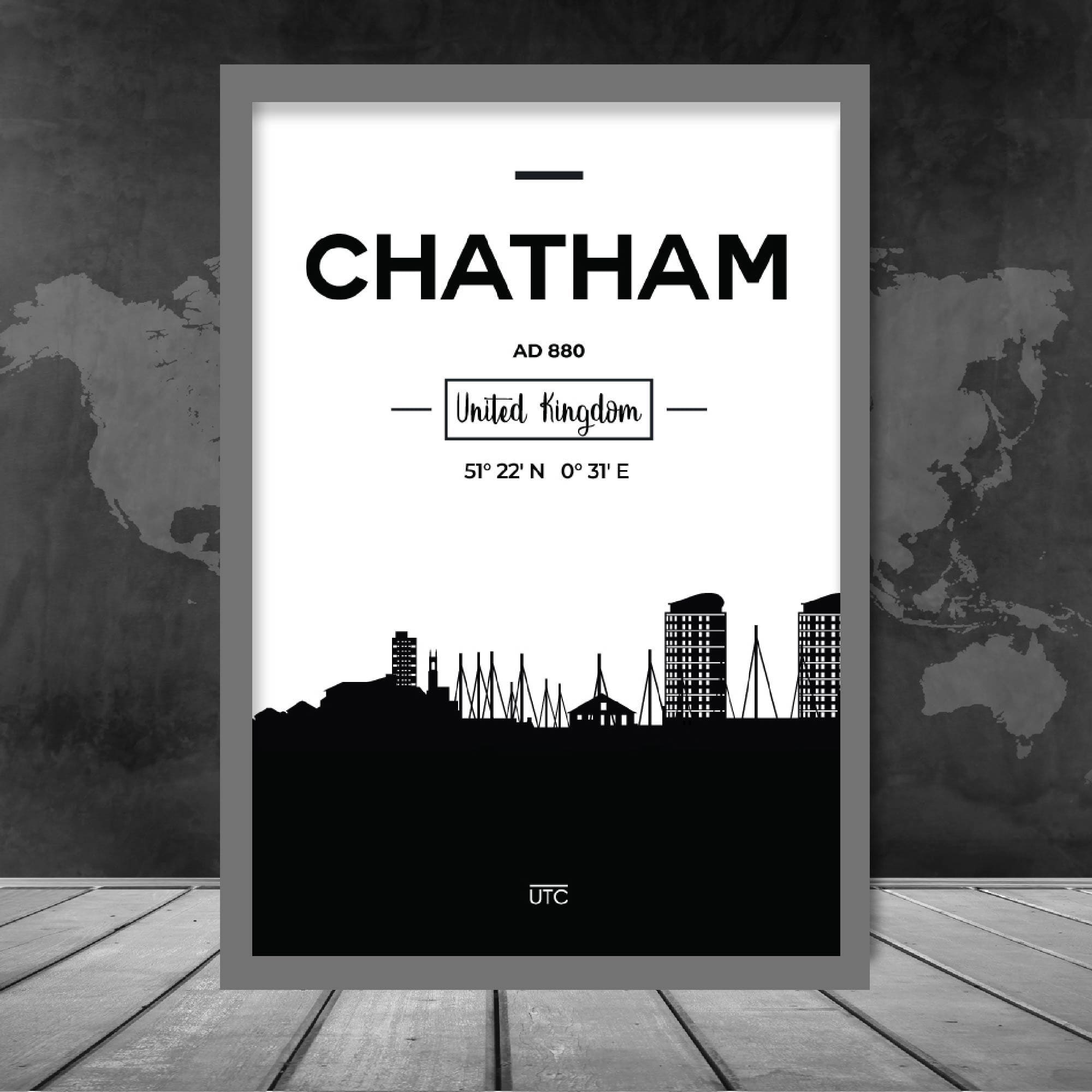 Chatham City Skyline Cityscape Print | Bowlift