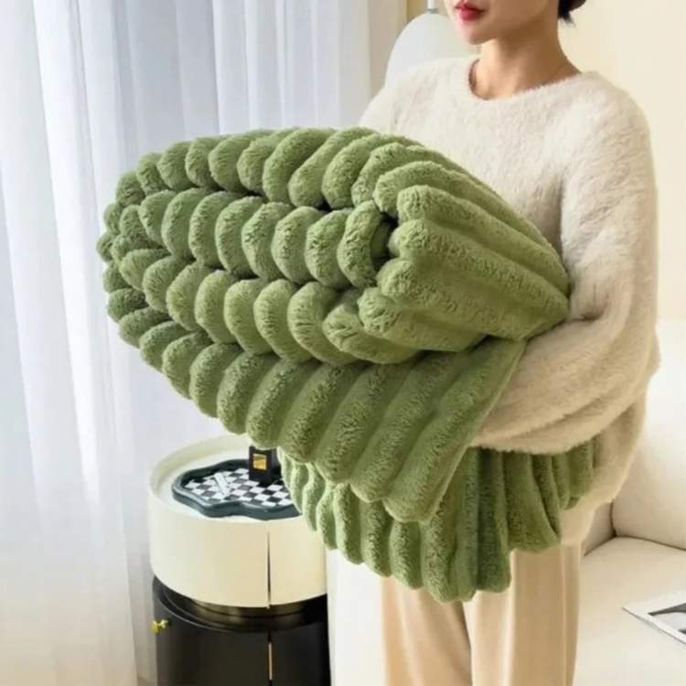 CloudStripe Faux Fur Weighted Blanket
