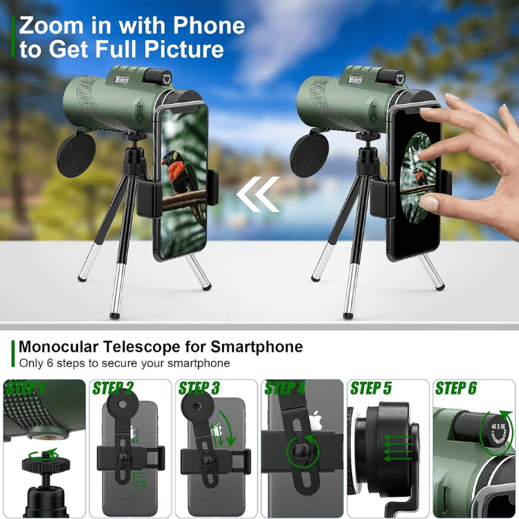 BowLift | Compact  Ultra-Zoom Monocular | HD Lens, Lightweight & Perfect for Hiking, Birdwatching, and Sports Events