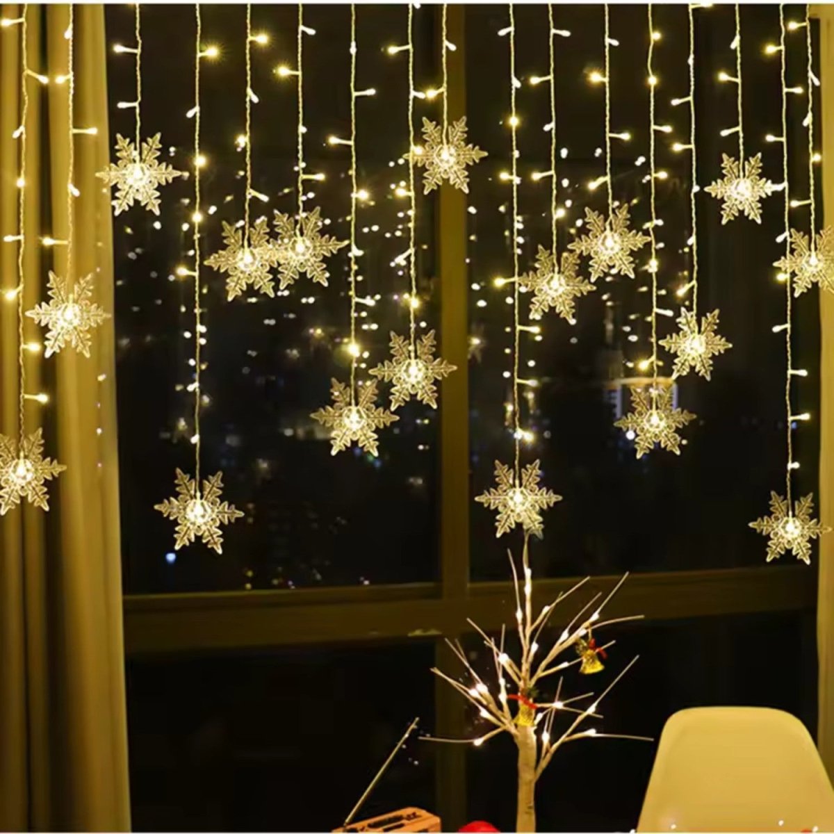 Curtain Snowflake LED String Lights