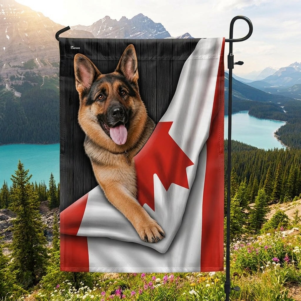 Canadian German Shepherd Garden Flag, Decor for Dog Lovers