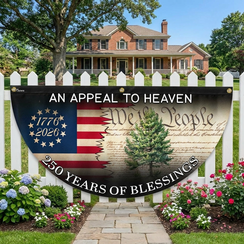 250 Years of Blessings Christian Fan Flag, Appeal To Heaven Patriotic 1776 2026 American Flag Decor