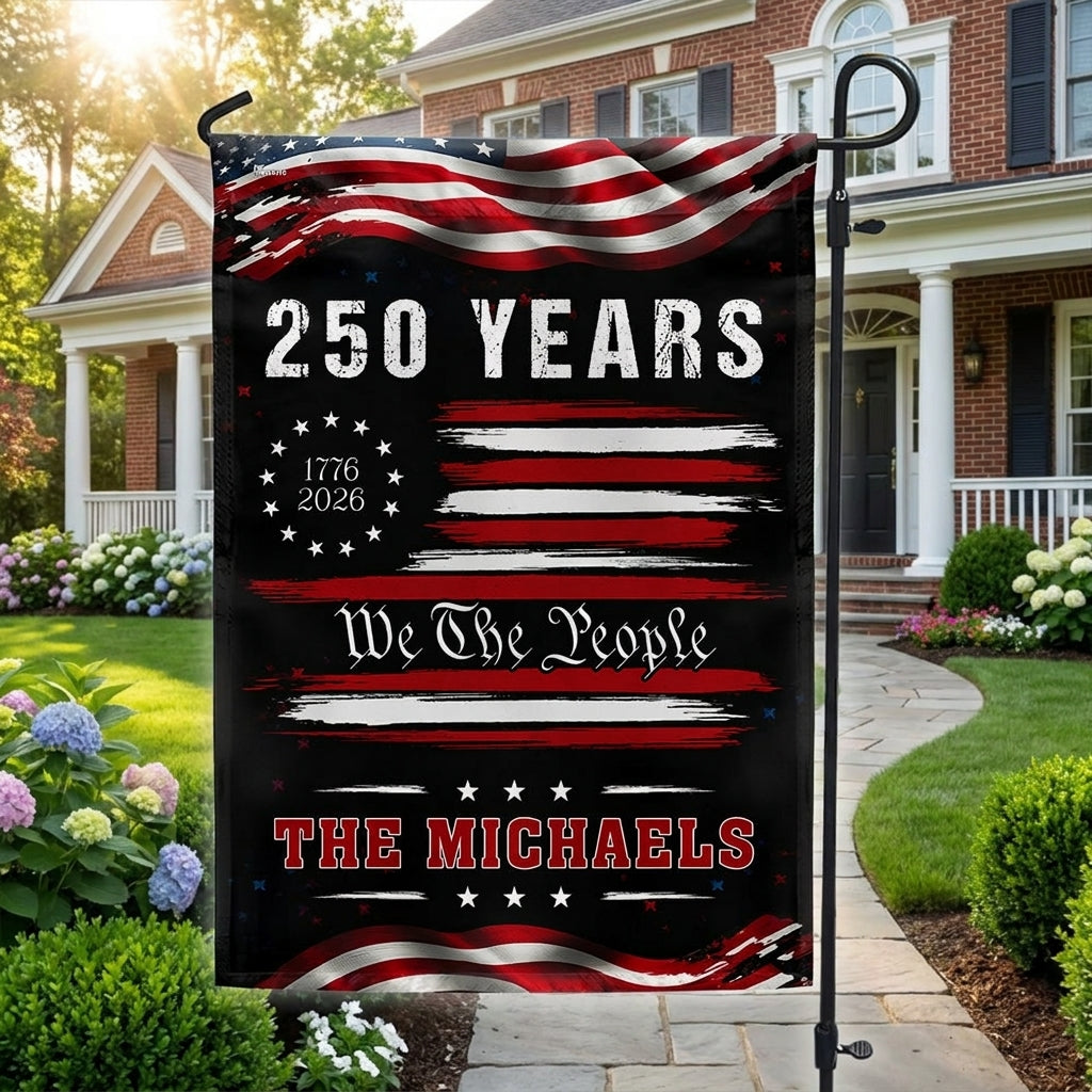 Personalized 250 Years of Freedom Semiquincentennial Decor, 1776 2026 Custom American Patriotic Flag