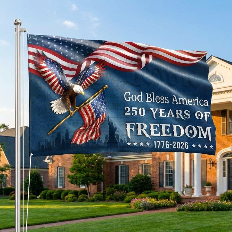 God Bless America 1776 2026 Grommet Flag for Decor 250 Years of Freedom