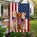 Dog American Flag, Patriotic Yellow and Red Fox Labrador Retriever US Flag