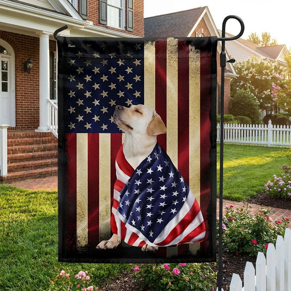 Yellow Labrador Retriever American Patriot Flag 3-Day Shipping