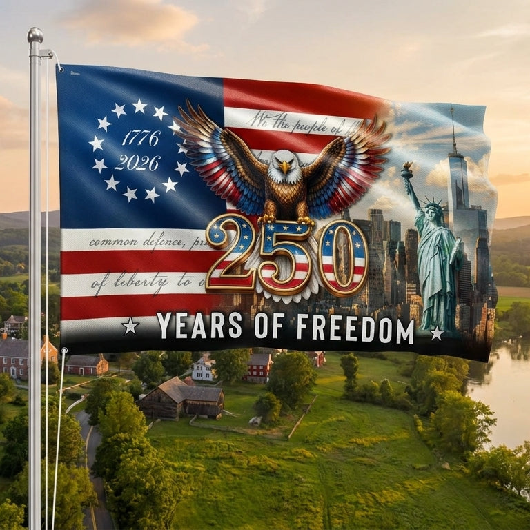 Betsy Ross Flag, 250 Years of Freedom Liberty We The People Grommet Flag
