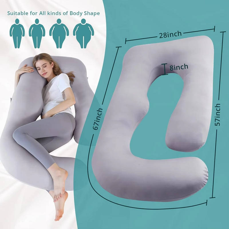 Cooling Pregnancy Pillow U Shaped Full Body, Maternity Pillow with Removable Cover for Comfortable Sleep