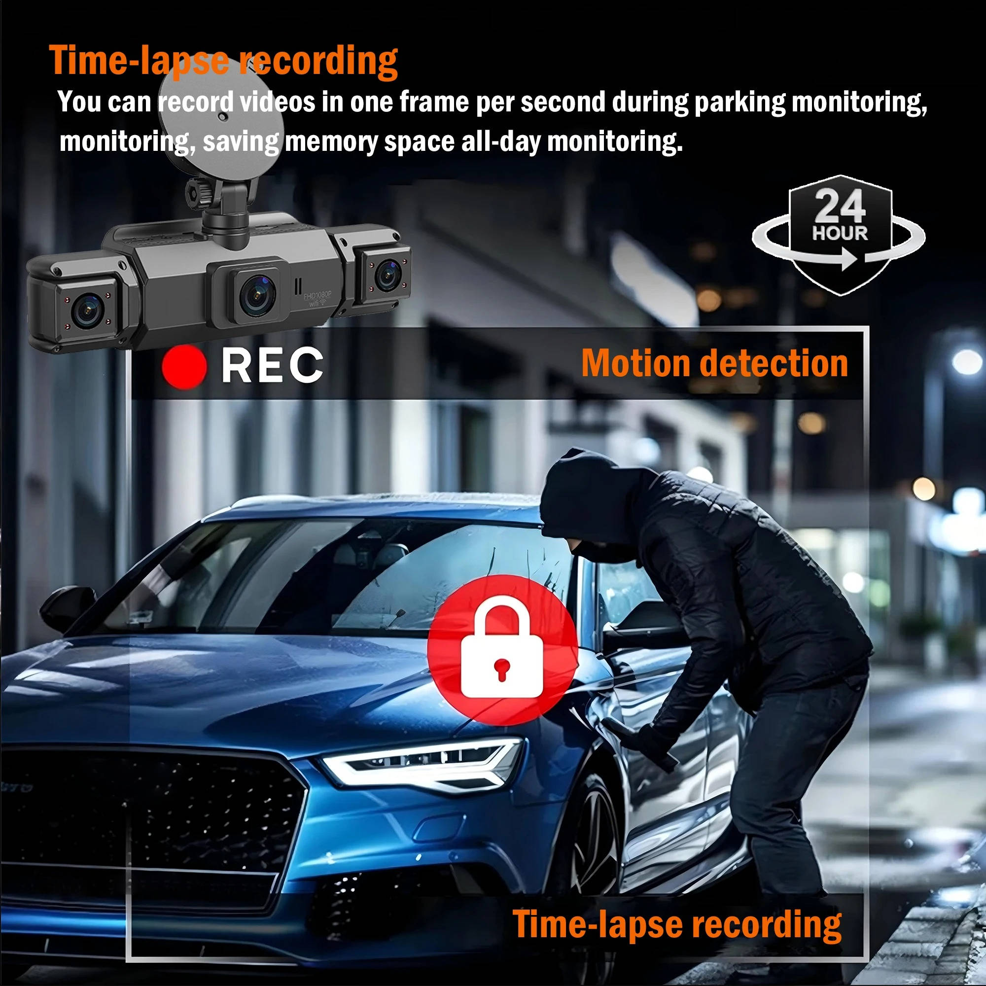 Wireless Car Dash Cam Front And Rear With Night Vision