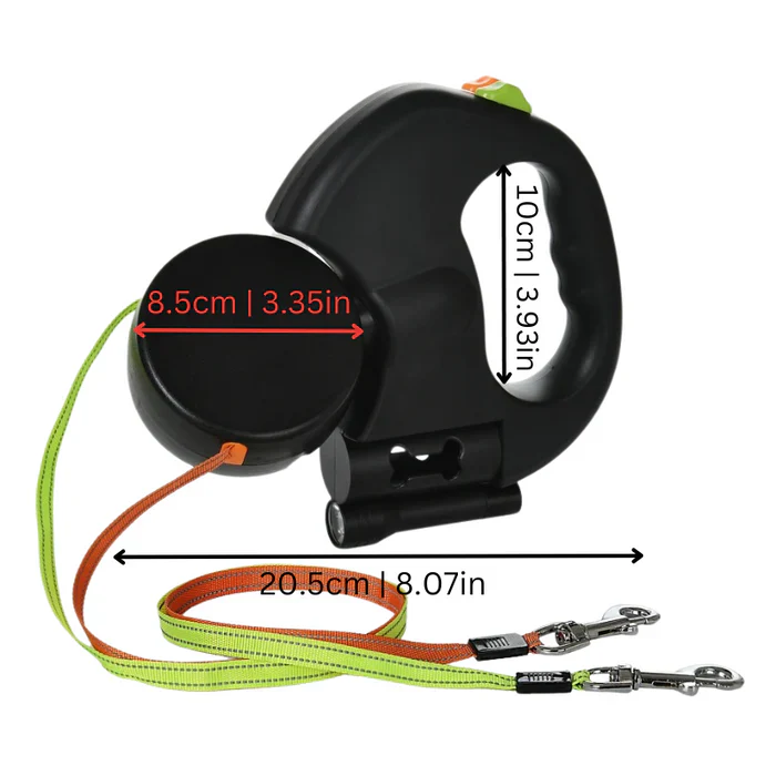 TangleFree Dual Dog Leash with LED Light & 360° Swivel