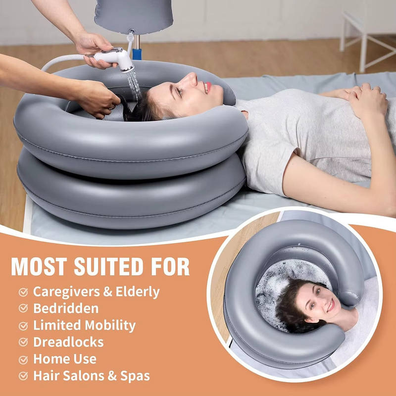 Portable Shampoo Basin for Elderly Kids Pregnant, Hair Washing Bowl with Neck Support Home Salon Station Comfortable Use