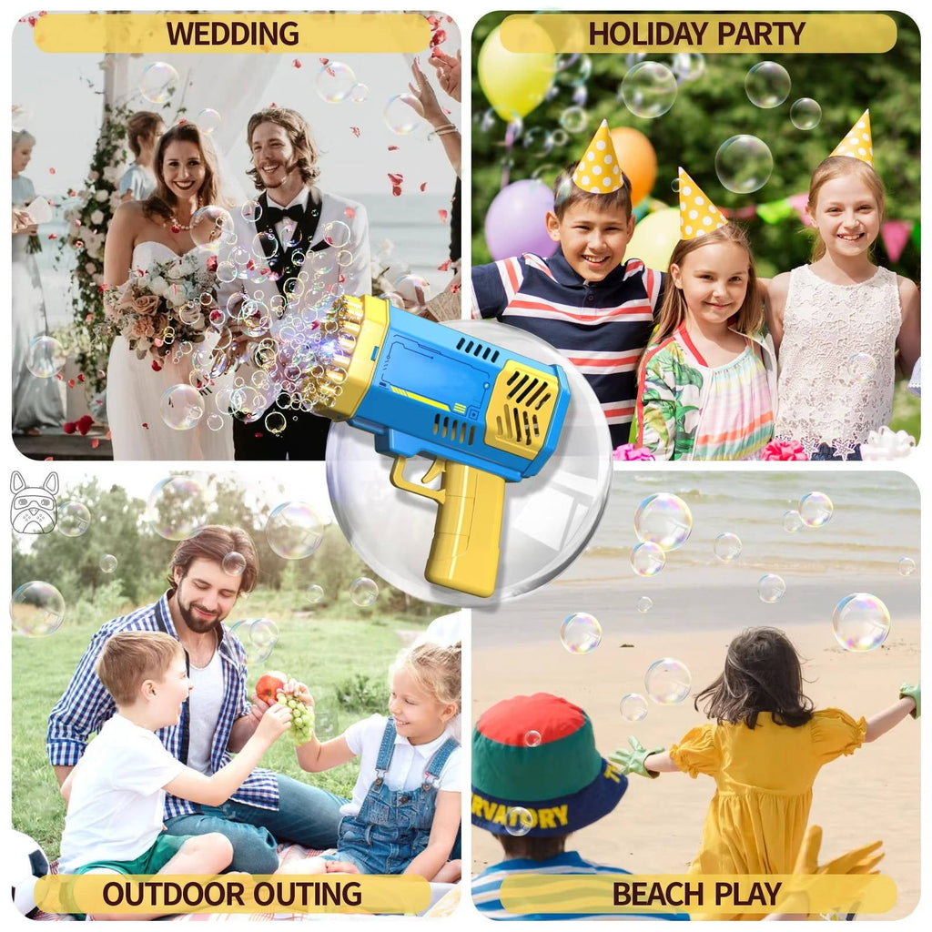 40 Hole Automatic Bubble Gun with LED Lights, Gatling Style Bubble Blower Toy for Kids 3+, Outdoor Party Play