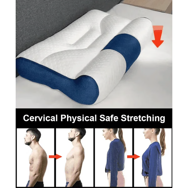 Ergonomic Goose Down Pillow, Cervical Support Comfort Down Pillow, Sleep Enhancing Pillow