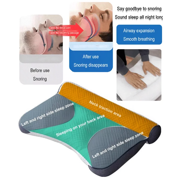 Ergonomic Goose Down Pillow, Cervical Support Comfort Down Pillow, Sleep Enhancing Pillow