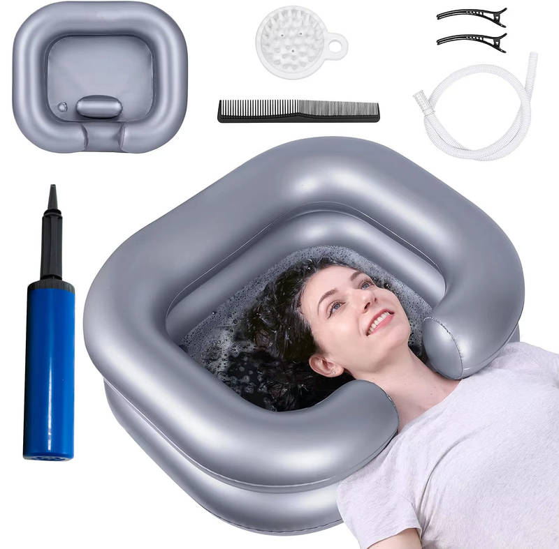 Portable Shampoo Basin for Elderly Kids Pregnant, Hair Washing Bowl with Neck Support Home Salon Station Comfortable Use