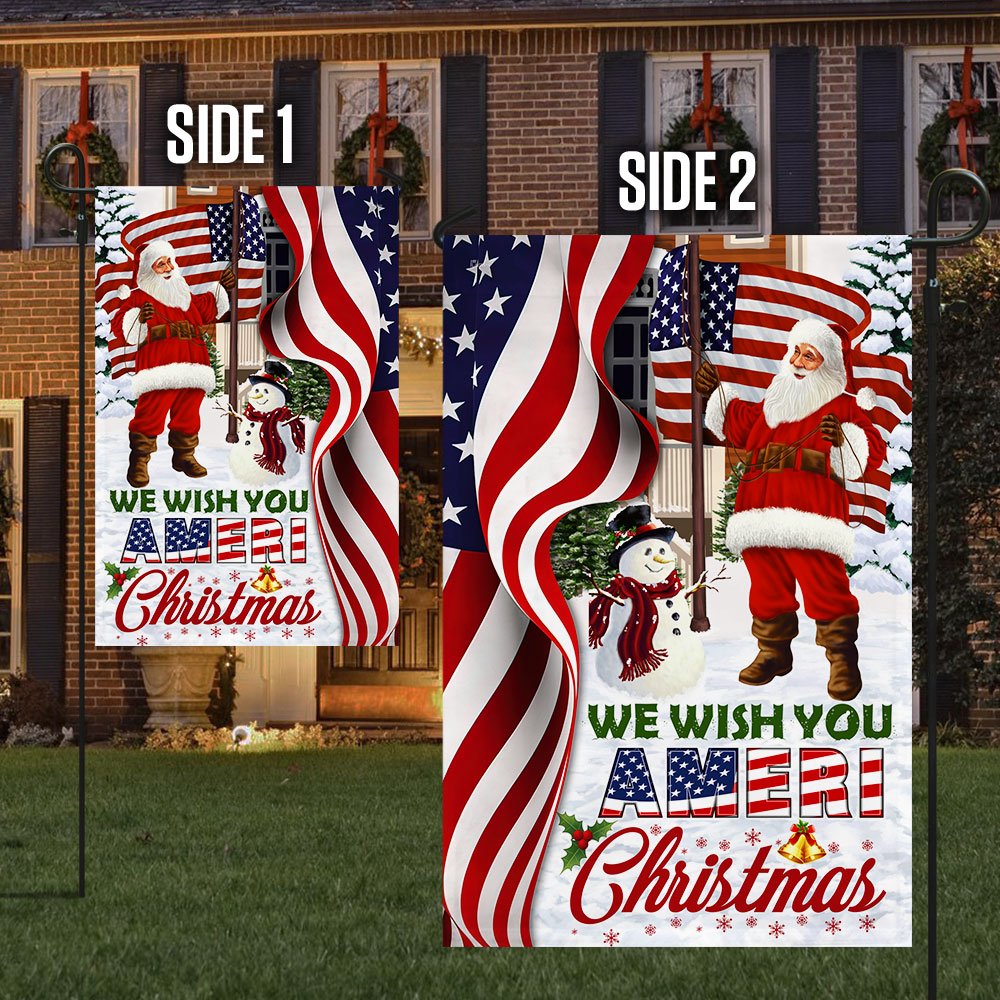 Santa Claus US Flag We Wish You Ameri Christmas