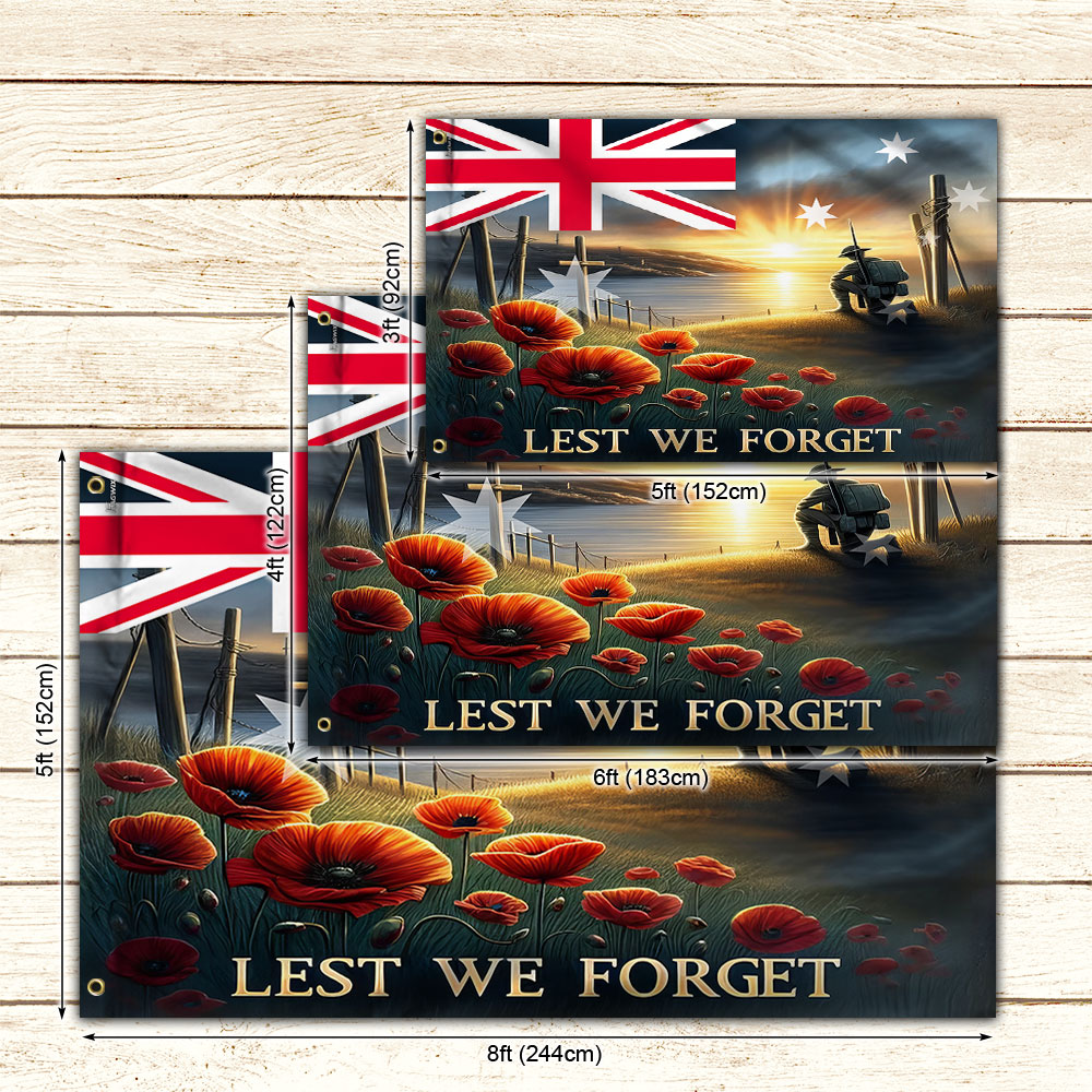 Anzac Day, Remembrance Day Australian Veteran Lest We Forget Grommet Flag