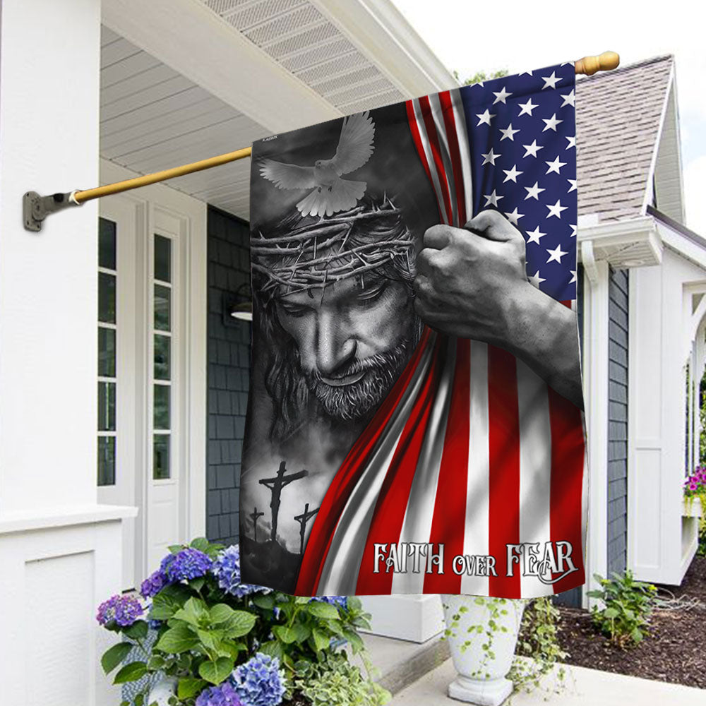 Jesus Flag Faith Over Fear God Jesus Flag, Double Side Print, 3-Day Shipping