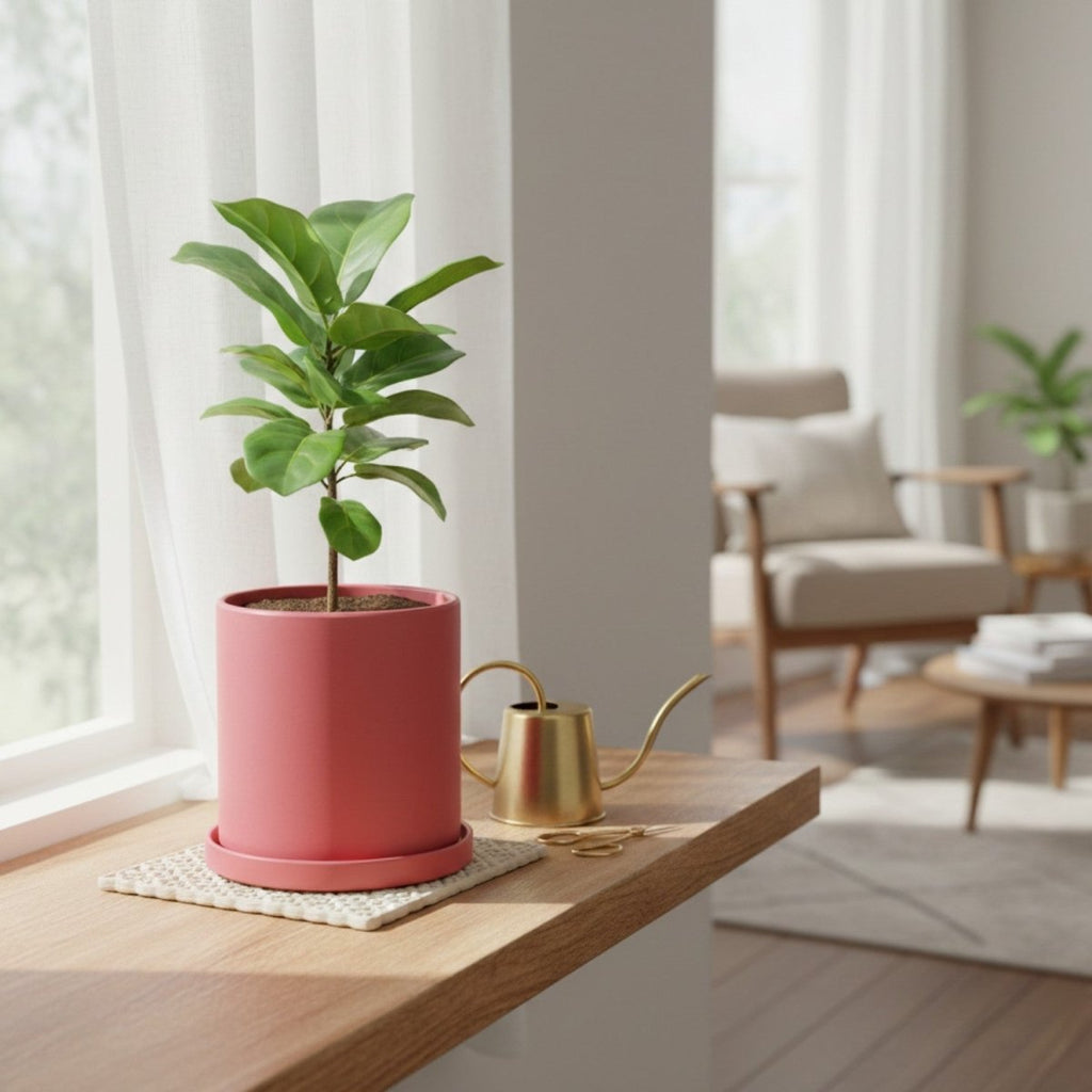Elegant Ceramic Flowerpot with Saucer